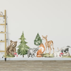 Woodland Animals Wall Decal Set #2 | Watercolor Woodland Forest Animal ...