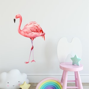 Watercolor Pink Flamingo #1 Wall Decal Tropical Bird Removable Fabric Wall Sticker | DecalBaby