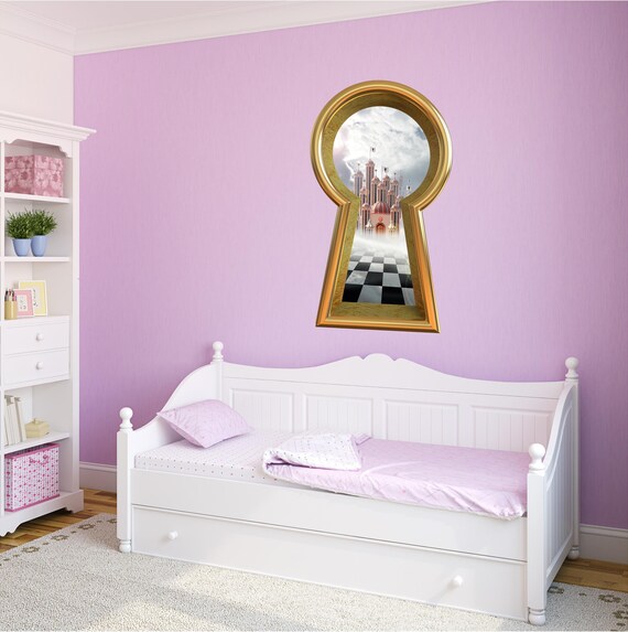 Keyhole 3d Wall Decal Queen Of Hearts Castle Fairy Tale Alice Etsy