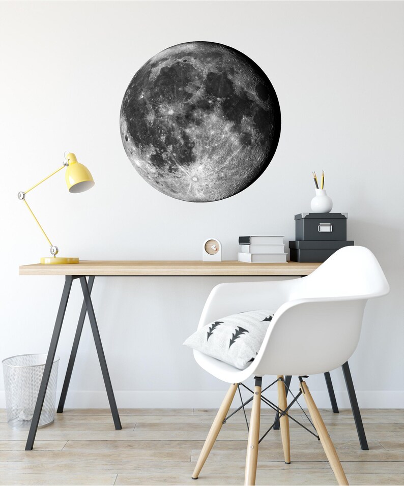 Moon Wall Decal Space Wall Decal Moon Wall Art Sticker Etsy