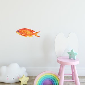 removable decal Goldfish wall sticker nursery decor watercolour decal sticker set fabric wall decal fish decal kids wall sticker