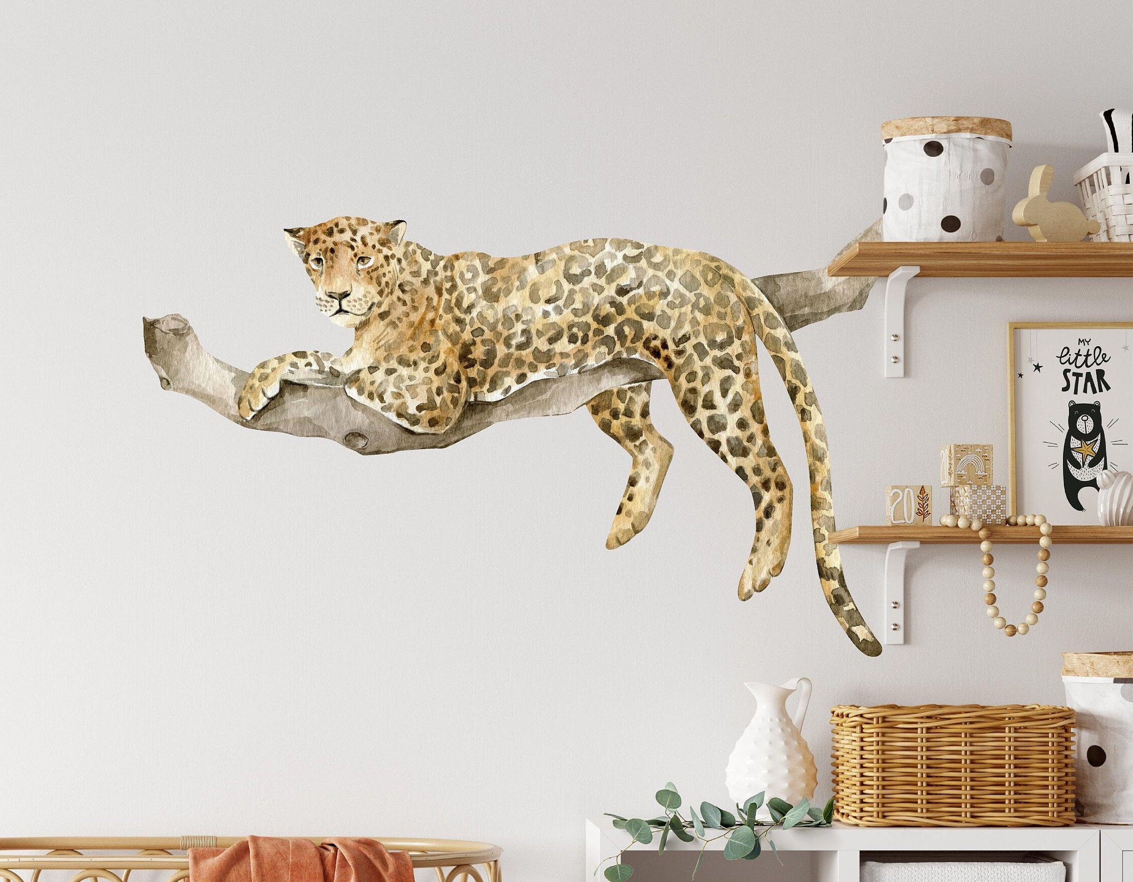 Leopard Jungle Animal Wall Decal - Tropical Safari Nursery Decor - Peel ...
