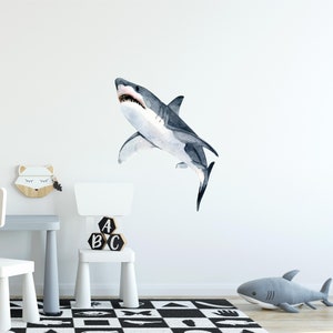 Great White Shark #2 Wall Decal Ocean Sea Life Removable Fabric Wall Sticker