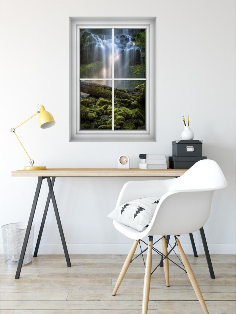 Waterfall 3d Window Wall Decal Sticker Mural Nature Faux L And Stick Frame Fake Vertical