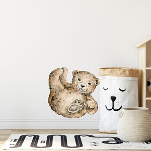 Baby Bear Cub Wall Decal Woodland Forest Animal Wildlife Baby Bear Removable Peel and Stick Fabric Nursery Decor
