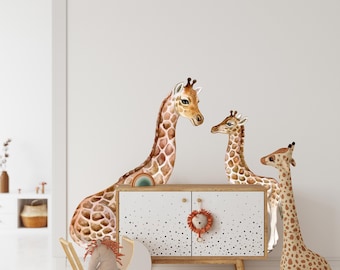 Mother Giraffe & Baby Wall Decal - Giraffe Family - Giraffe Wall Sticker - Safari Animal Nursery Decor