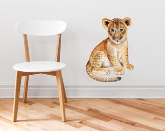 Baby Lion Wall Decal Sticker Watercolor Wall Art Kids Bedroom Playroom Nursery Decor