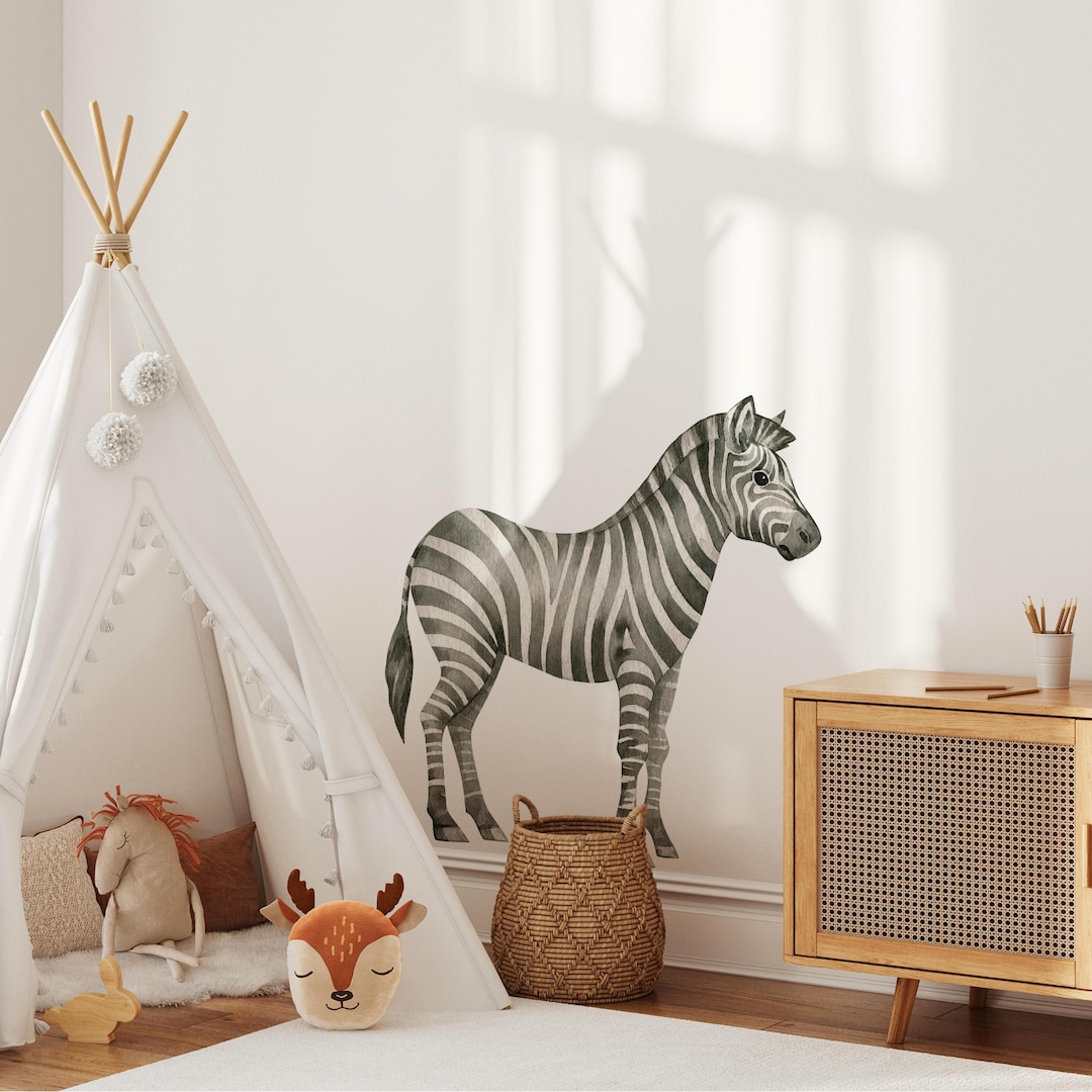 Zebra Wall Decal Safari Animal Zoo Africa Peel and Stick Fabric Wall ...