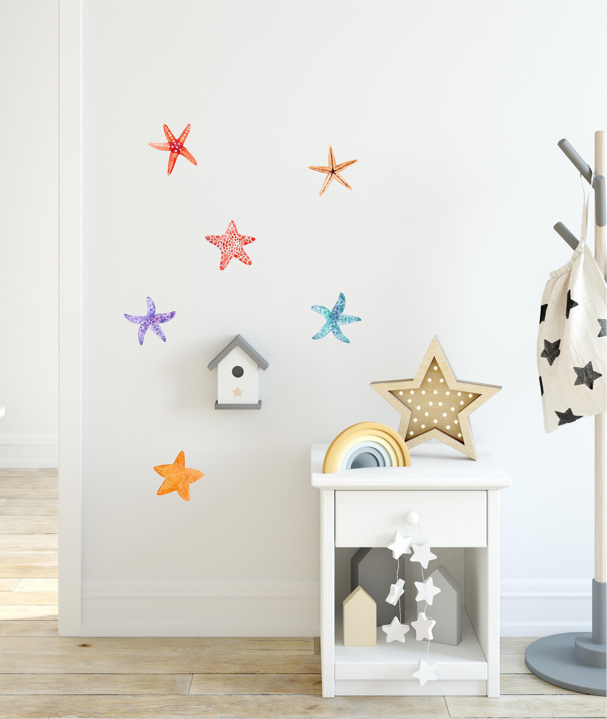 Watercolor Colorful Starfish Set Wall Decal Set of 6 Ocean Sea Life ...