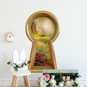 3d Keyhole Fabric Wall Decal - Stone Path To Fairytale Castle - 3D Keyhole Wall Sticker - Wonderland Decal - Removable & Repositionable