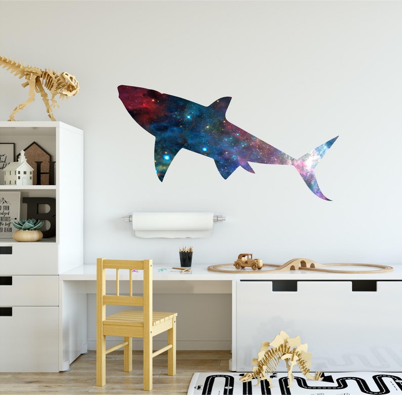 Galaxy Space Shark Wall Decal Sticker Mural Kids Room Decor