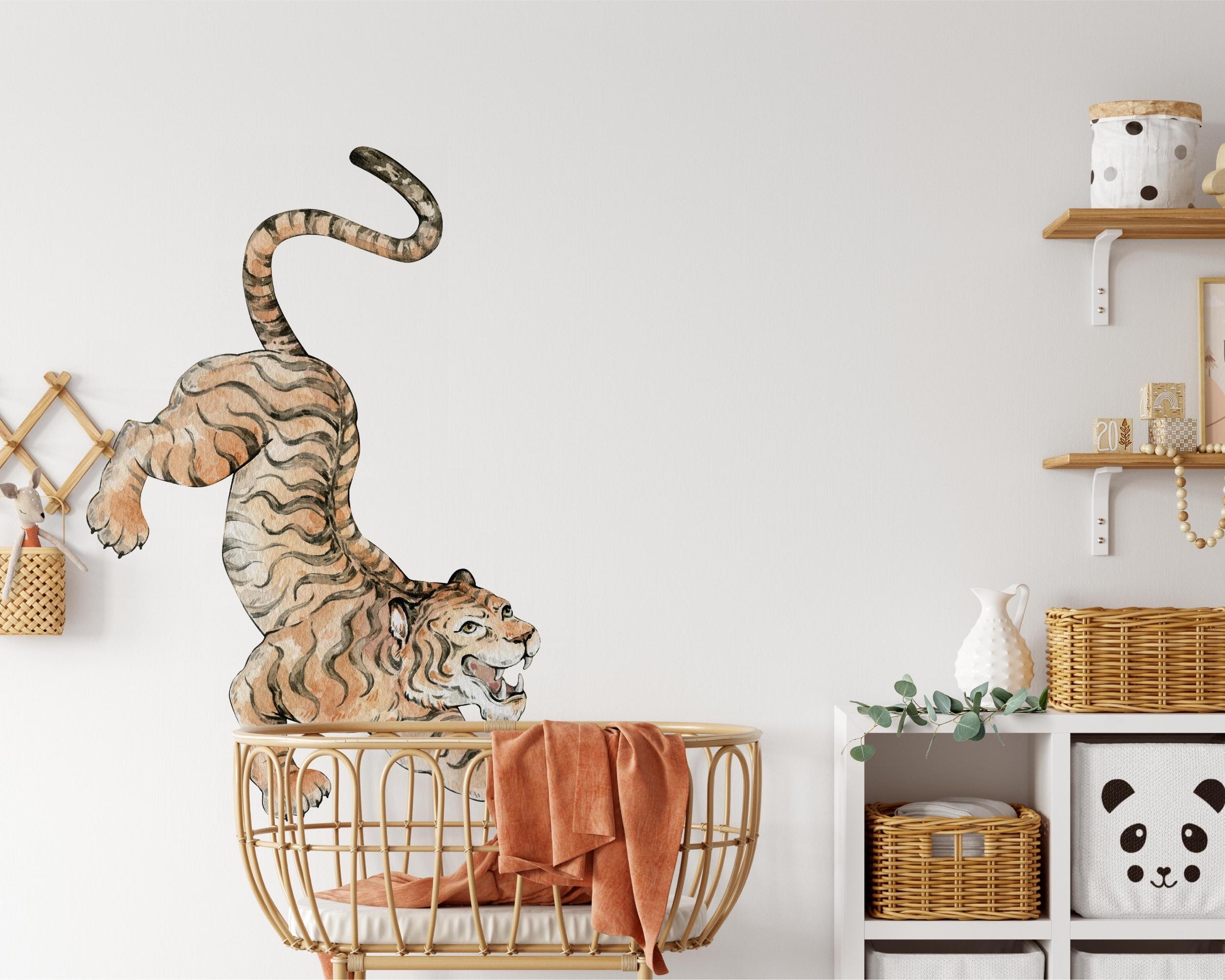 Chinoiserie Watercolor Tiger Wall Decal – Roaring Tiger Peel & Stick ...