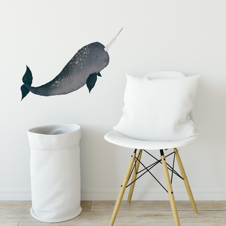 Narwhal Wall Decal Narwhal Wall Sticker Narwhal Birthday Etsy