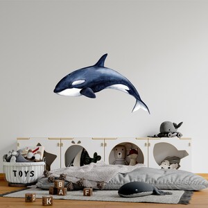 Killer Whale #6, Orca Whale, Underwater Nursery Wall Decal, Watercolor Whale Wall Sticker, Under the Sea Nursery Decal, Peel and Stick Decor