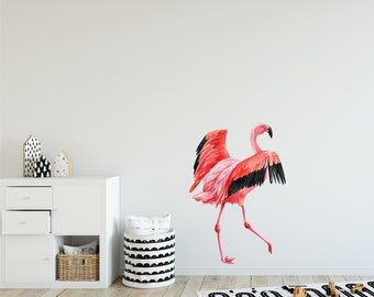 Watercolor Pink Flamingo #5 Wall Decal Ocean Sea Life Removable Fabric Wall Sticker