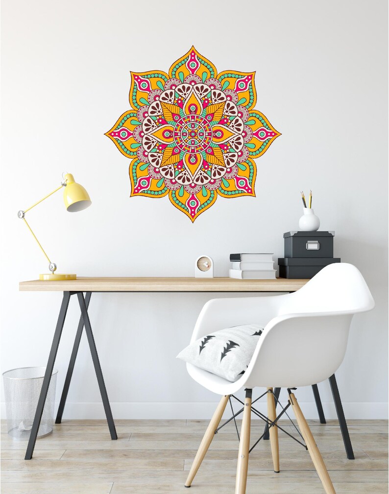 Peel and Stick Removable Vinyl Wall Sticker Yoga Studio Decor Bohemian Tapestry Wall Art Mandala Wall Decal #18 Mandala Tapestry