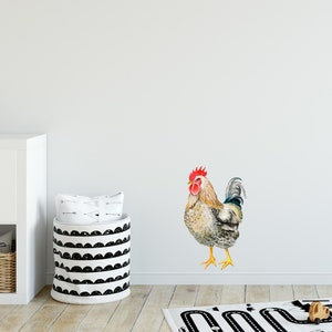 Rooster Wall Decal Watercolor Farm Animal Removable Fabric Wall Sticker