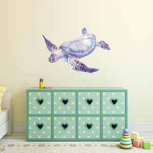 Purple Sea Turtle Wall Decal Ocean Sea Life Removable Fabric Wall Sticker | DecalBaby