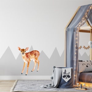 Spotted Fawn #4 Wall Decal Watercolor Baby Deer Wall Sticker Woodland Forest Animals Removable Fabric  Nursery Decor