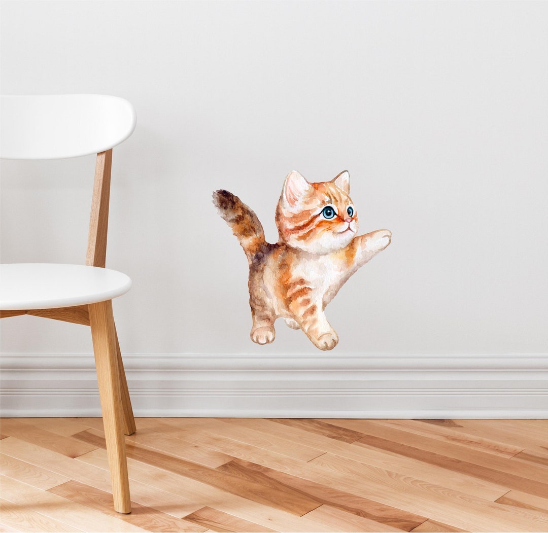 Orange Kitten Wall Decal Etsy