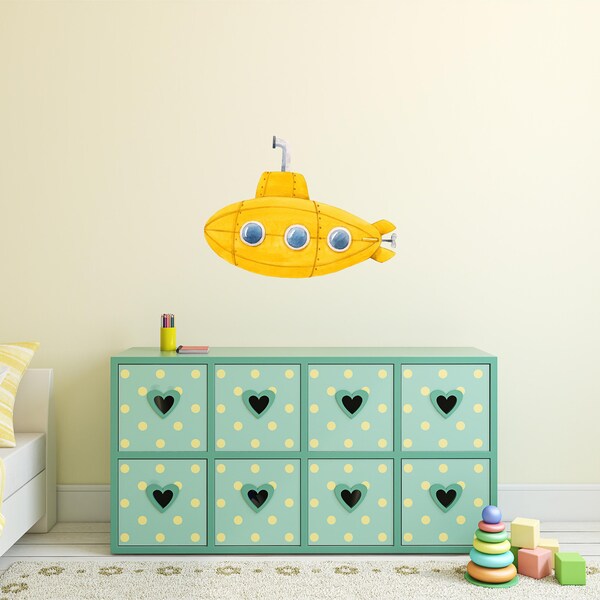 Yellow Submarine Wall Decal Ocean Sea Life Removable Fabric Wall Sticker | DecalBaby