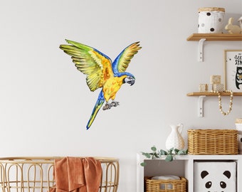 Blue Gold Macaw Parrot #2 Wall Decal Removable Fabric Wall Sticker