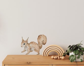 Woodland Squirrel Wall Decal Autumn Forest Peel and Stick Fabric Wall Sticker Nursery Decor