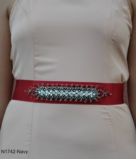 Bridal wedding prom dress braided design rhinestone sash belt ivory satin ribbon