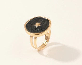 Black Gold Star Ring