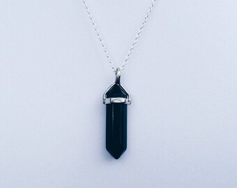 black onyx crystal necklace