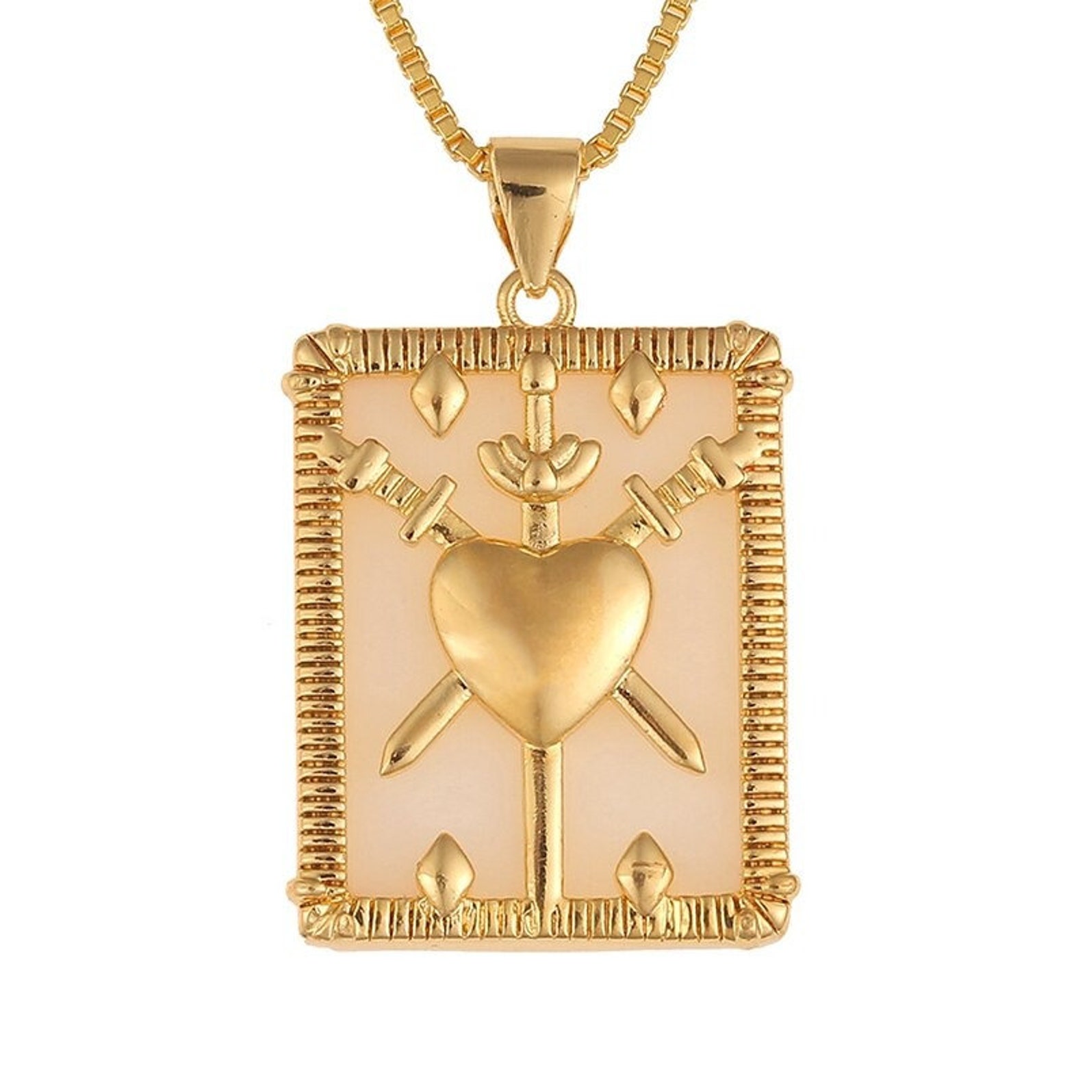 18k Gold Tarot Card Necklace Gold Filled Tarot Necklace Etsy