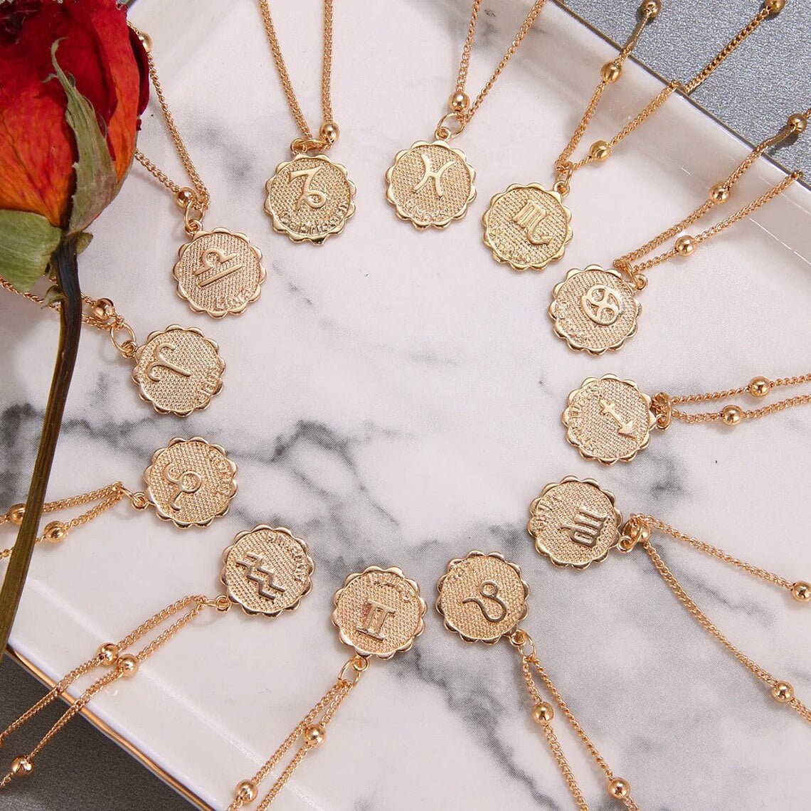 Gemini Zodiac Coin Necklace Horoscope Women Necklace Zodiac Etsy