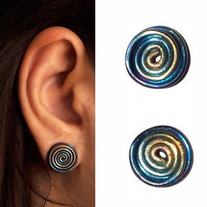 Spiralohrstecker, Herren Spirale, Titan Ohrstecker, Allergiker Ohrstecker, Ohrstecker - Ø 1,5 cm 1 Paar