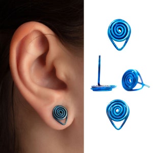 Reine Titan Ohrstecker, Herren Ohrringe, Unisex Titan Ohrringe, Spirale Titan Ohrstecker 1 Paar