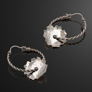 Titanium hoop earrings with flower, Titanium earrings, Small Titanium hoop earrings, Small hoops - Diameter - 2.54 cm / 1 in