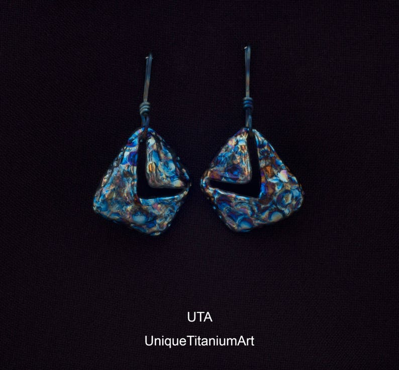 Titanium Earrings Statement Earrings Jewelry Set Abstract Earrings Geometric Earrings Boho Jewelry Blue Earrings Boho Earrings Inspirational