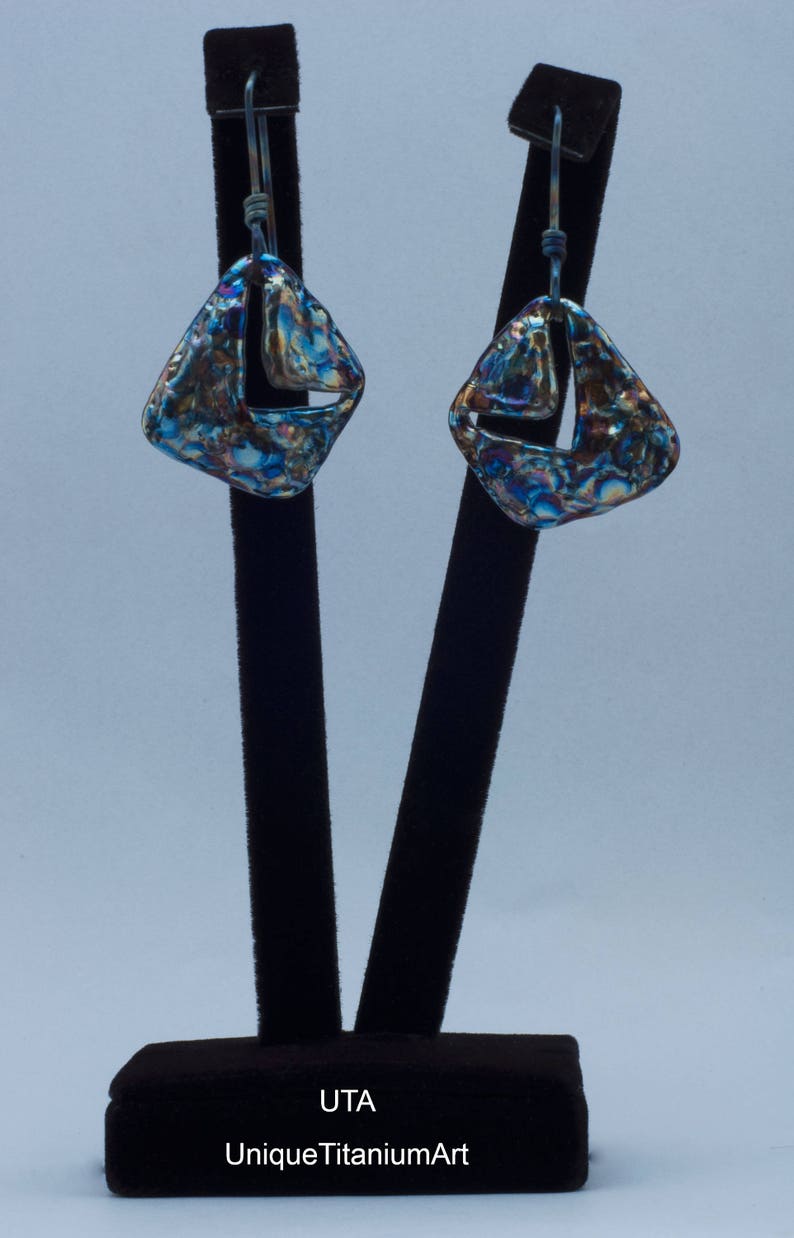 Titanium Earrings Statement Earrings Jewelry Set Abstract Earrings Geometric Earrings Boho Jewelry Blue Earrings Boho Earrings Inspirational