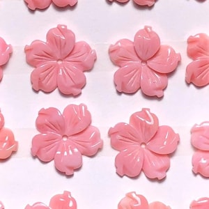Snidad rosa snäckskalblomma, blommig snäckspärla för hänge, naturlig drottning snäckskal ädelsten, unikt smyckefynd.. 15 mm.. 4 ct.. A#Q14