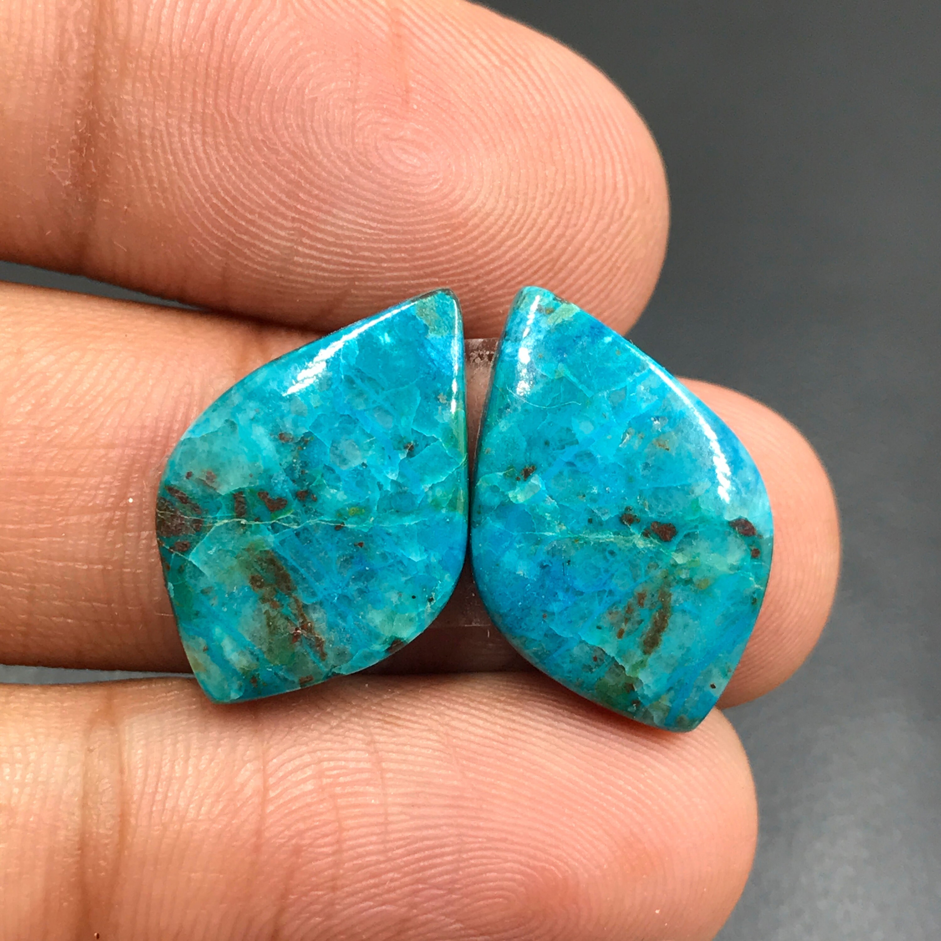 Shattuckite Pair Cabochonfreeform Cabochon20x13x4 Mm