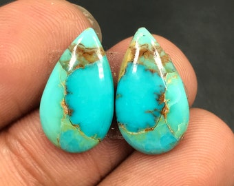 Mohave Turquoise Pair Cabochon...Pear Cabochon...18x10x4 mm...8 Cts...A#M5038