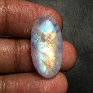White Rainbow Moonstones Cabochon...Oval Cabochon...27x14x8 mm...25 Cts...A#L6028