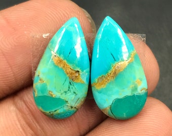 Mohave Turquoise Pair Cabochon...Pear Cabochon...19x10x4 mm...10 Cts...A#M5036