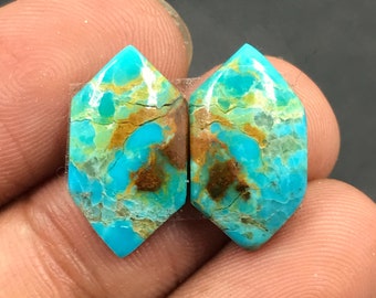 Mohave Turquoise Pair Cabochon...Freeform Cabochon...18x10x3 mm...9 Cts...A#M5049