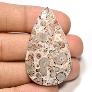 Cabochon en jaspe en peau de léopard... Cabochon en poire... 44 x 26 x 6 mm... 43 Cts. # G8897