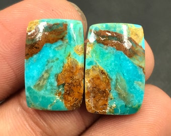 Mohave Turquoise Pair Cabochon...Cushion Cabochon...18x11x4 mm...14 Cts...A#M5042