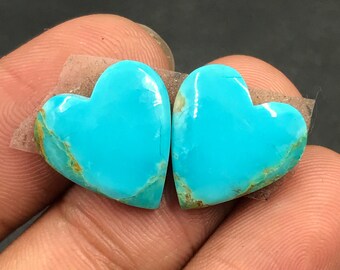 Mohave Turquoise Pair Cabochon...Heart Cabochon...15x15x4 mm...12 Cts...A#M5044