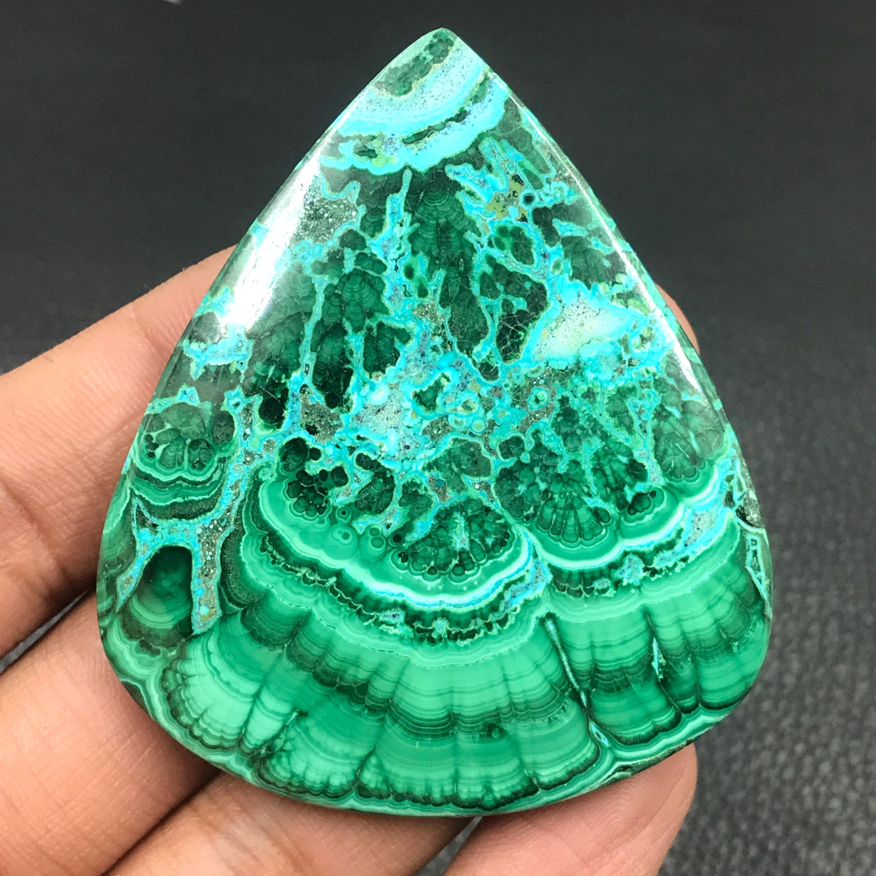 Malachite Chrysocolla Cabochon Pear Cabochon60x52x6 Mm177
