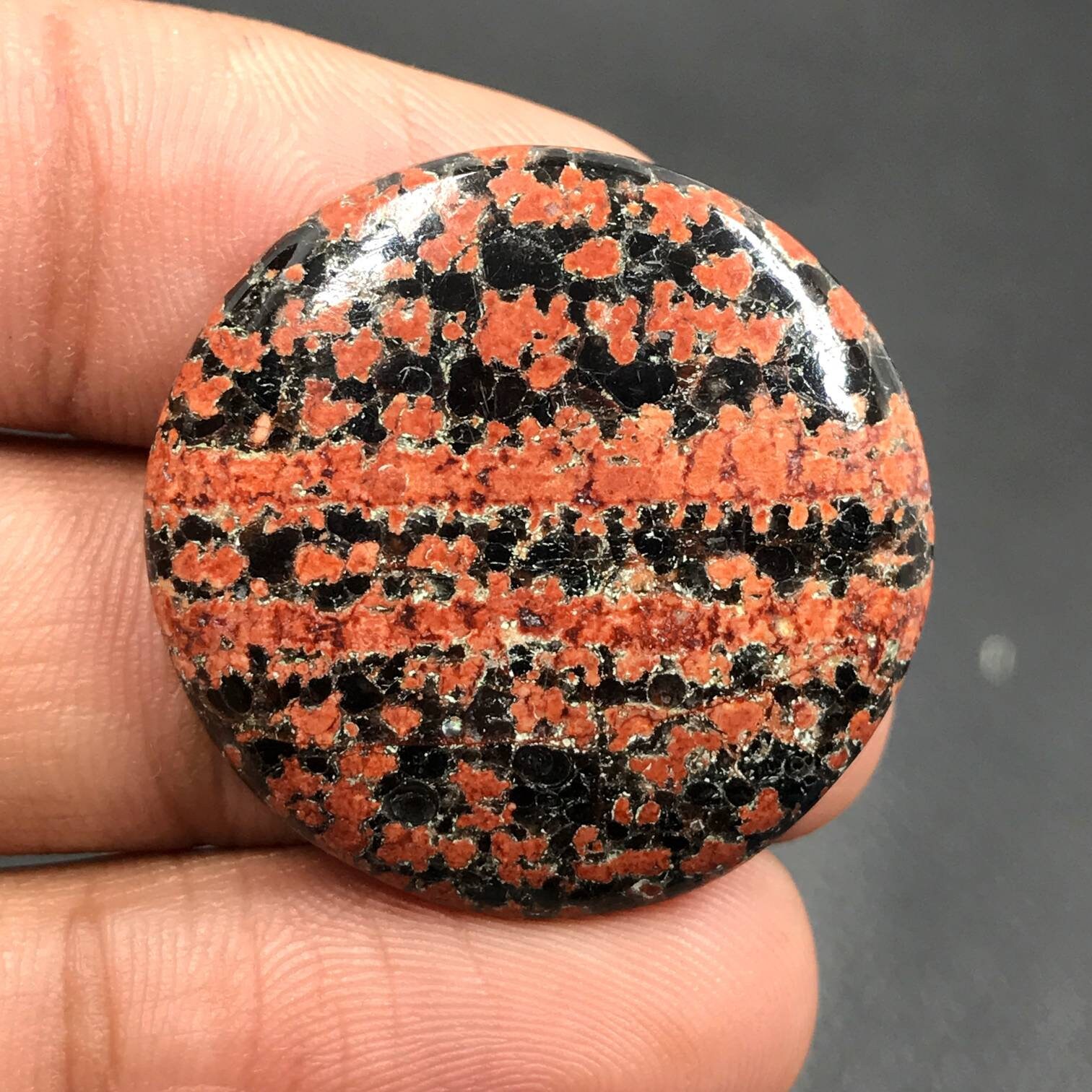 Fire Cracker Obsidian Cabochonround Cabochon28x5 Mm