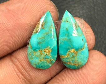 Mohave Turquoise Pair Cabochon...Pear Cabochon...19x9x3 mm...7 Cts...A#M5037