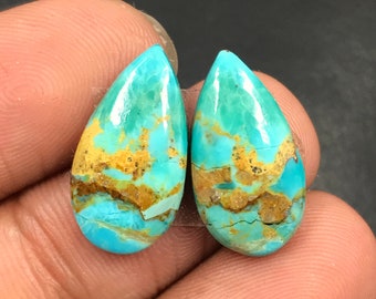 Mohave Turquoise Pair Cabochon...Pear Cabochon...19x10x4 mm...10 Cts...A#M5039